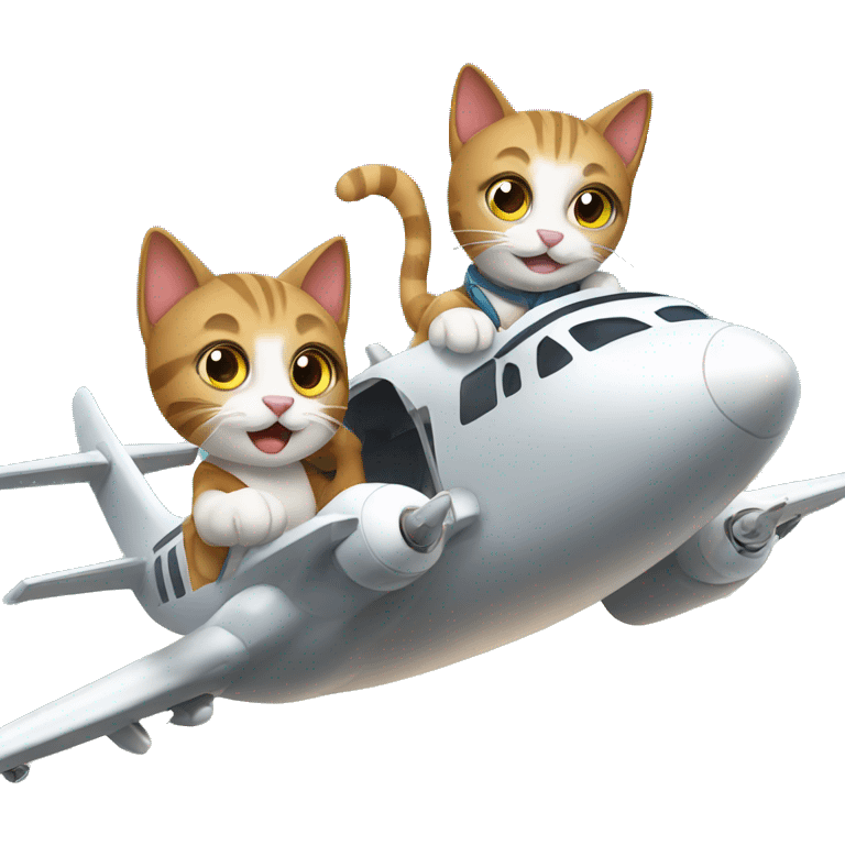 two cats riding on a plane emoji