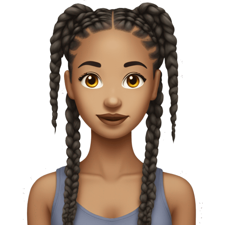 lightskin girl with box braids emoji