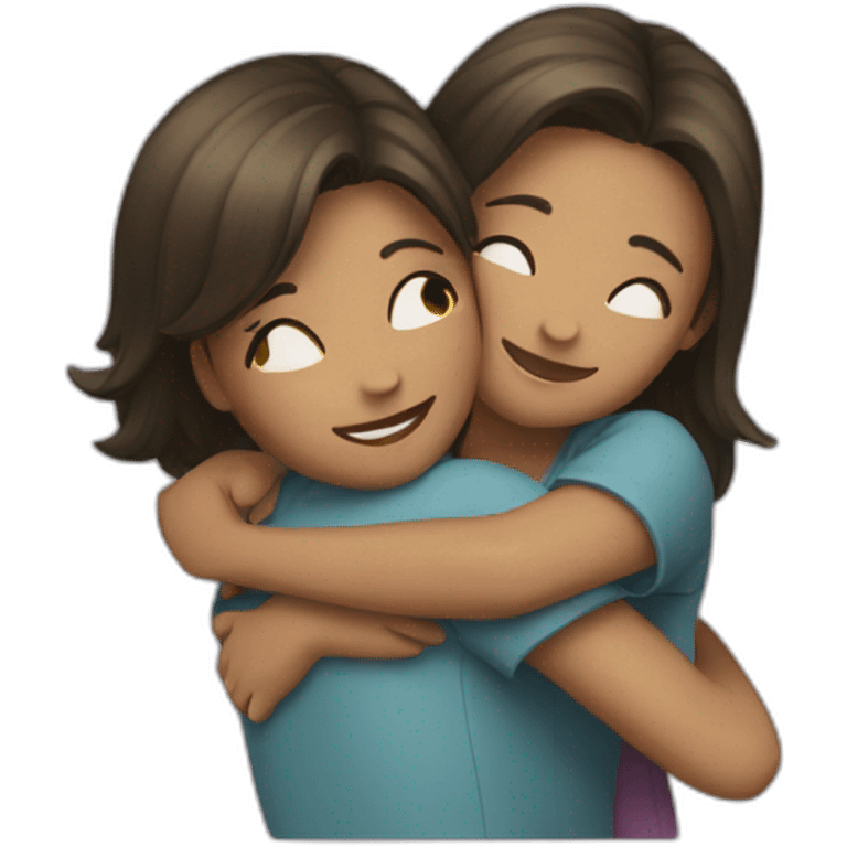 Two girls hug emoji