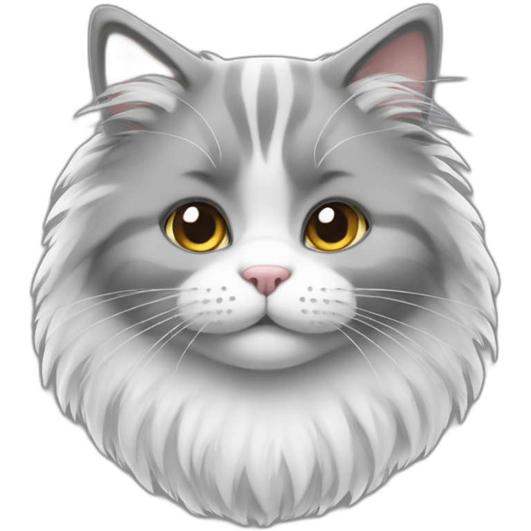 fluffy grey and white cat emoji