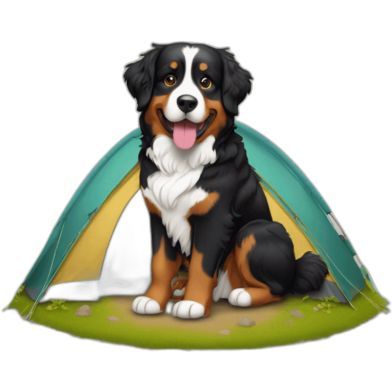 bernese mountain dog camping emoji