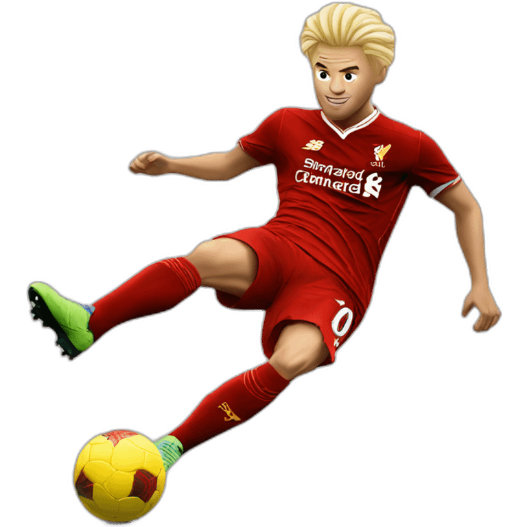 blonde liverpool player kicking emoji