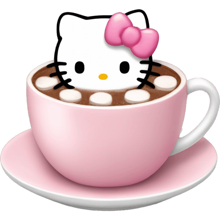 Aesthetic Hello kitty emoji with a cup of hot chocolate with marshmallows  emoji