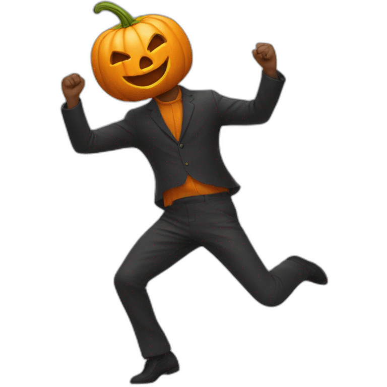 dancing man with pumpkin head emoji