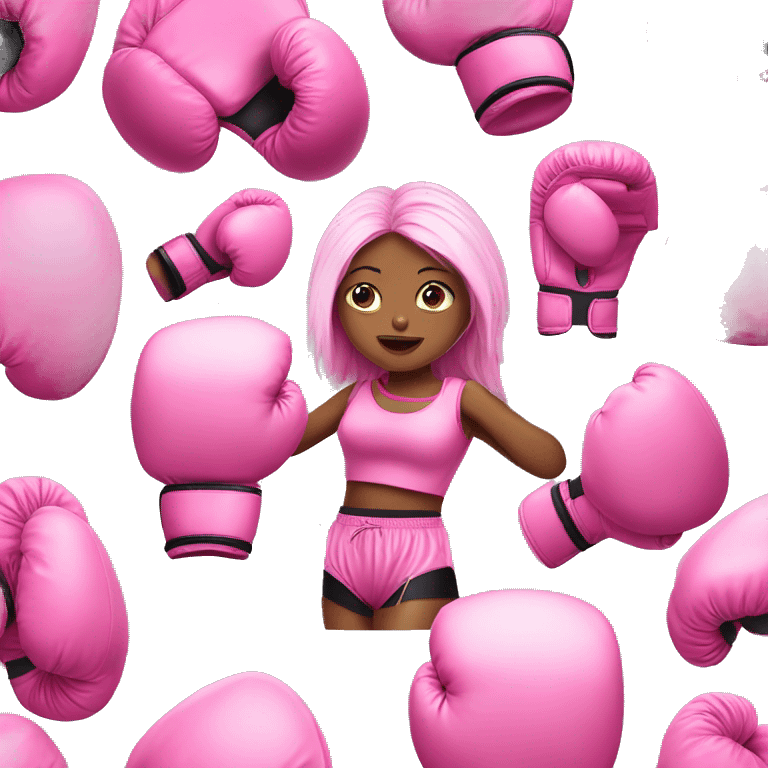 girl wearing pink boxing gloves emoji