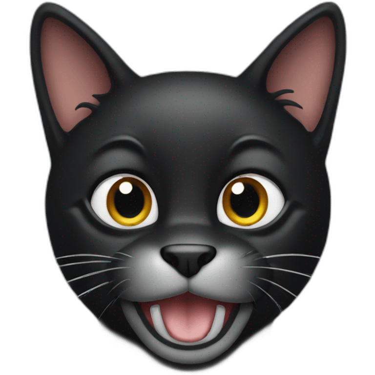 goofy black cat emoji