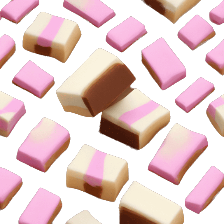 three layered vanilla fudge with white brown and pink  emoji