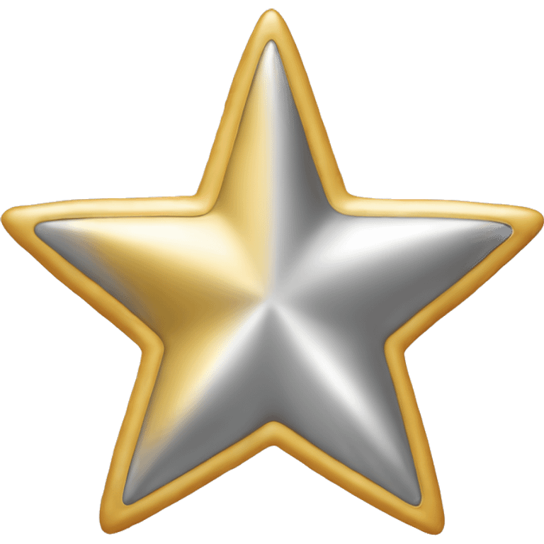 Create a silver star emoji identical to the classic gold star emoji (⭐️). It should match the same size, shape, and smooth shading, but in metallic silver. Keep the design simple and glossy, just like the original Apple star emoji. Rounded ends emoji