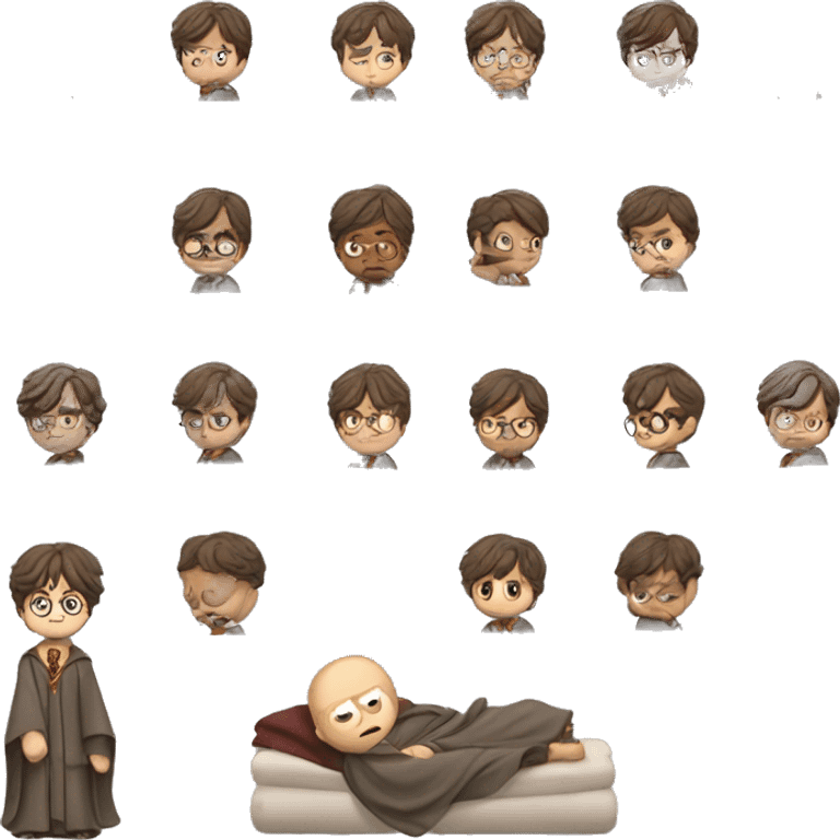 full body Harry Potter in robe laying down looking very stressed  emoji