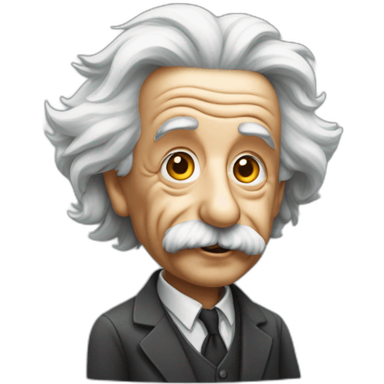 Albert Einstein con un smartphone emoji