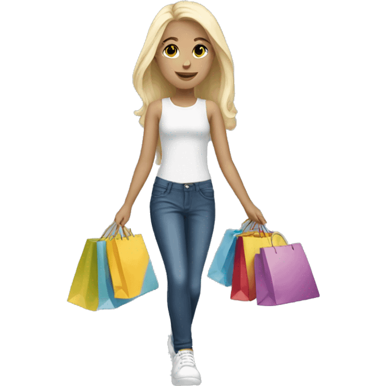 a white blonde teen girl going shopping  emoji