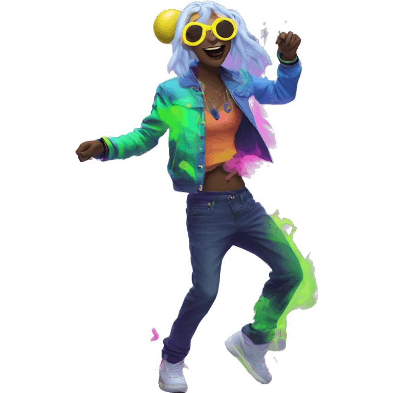 Rave party dancing neon smoking emoji