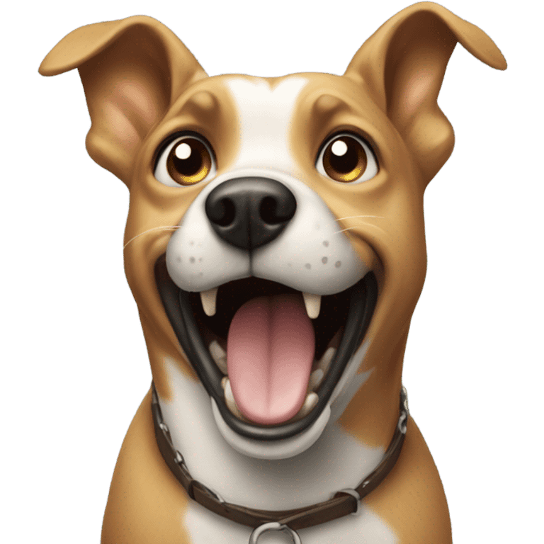 A person surprised by a laughing dog emoji