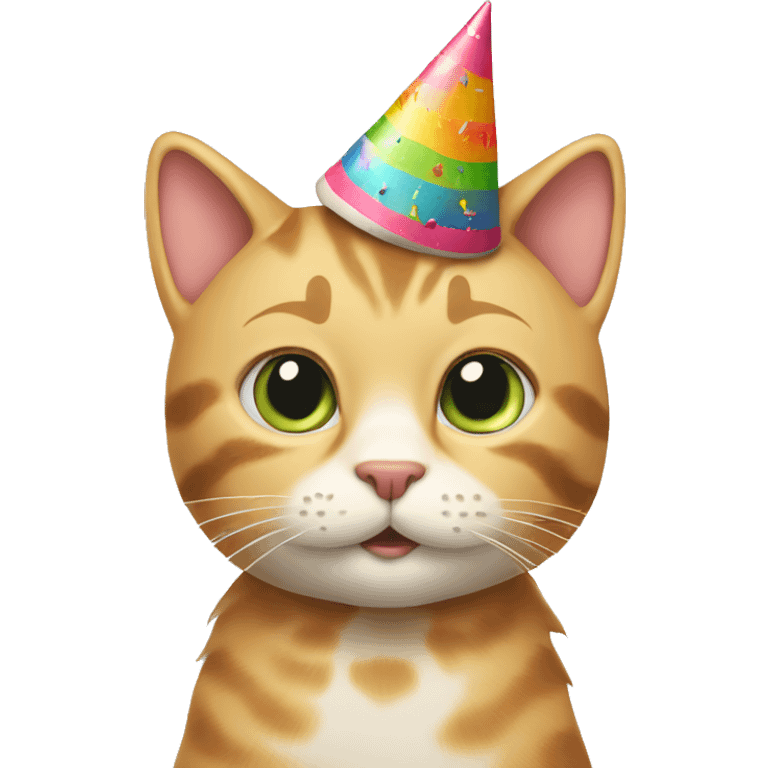 Cat with happy birthday hat emoji