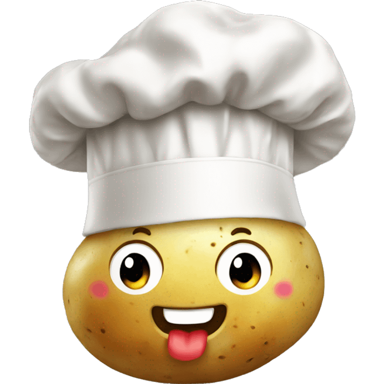 Potato with happy face and big chef hat emoji