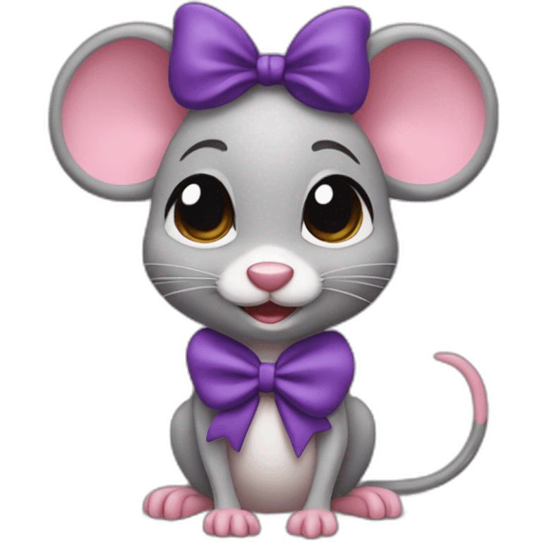 Cherie Mouse jerry with purple bow hair band emoji