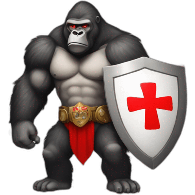 Buff Gorilla wearing a Crusader armor with the holy red Cross emoji