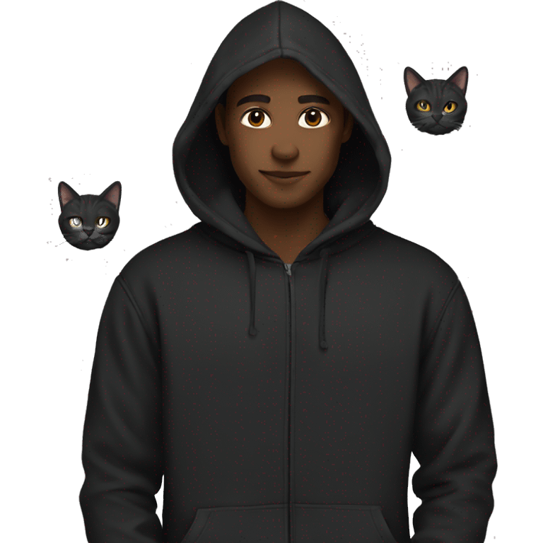 black hoodie with cats emoji