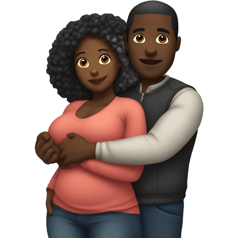 black couple hugging. The black woman is curvy with a big bum emoji