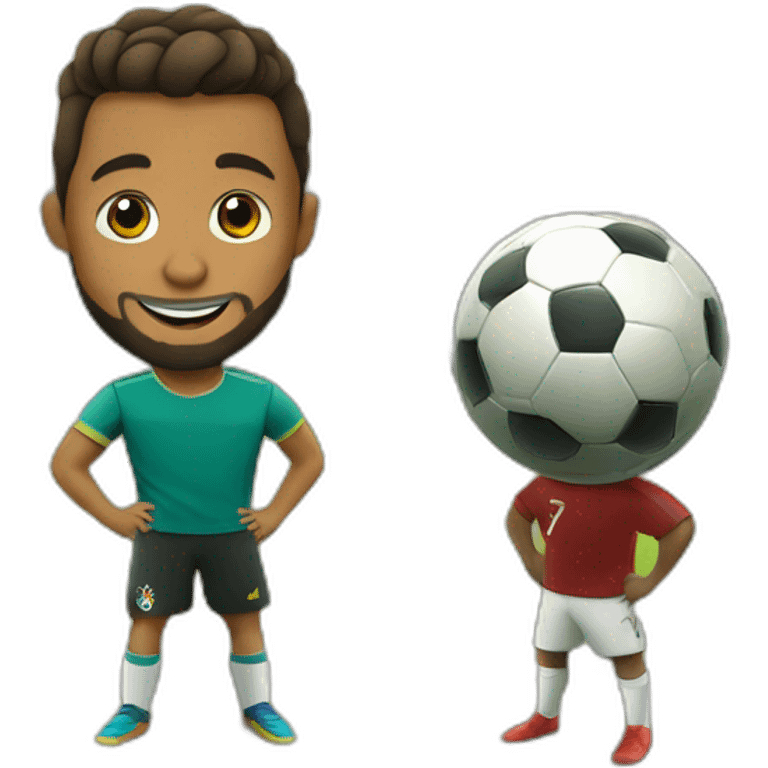 little brown man with a beard playing football next to the great Cristiano Ronaldo emoji