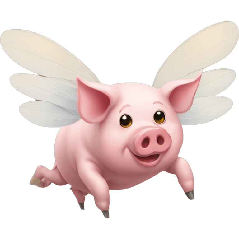 Pig fly with the bird wings emoji