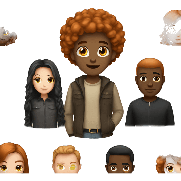 Girl copper hair and black guy emoji