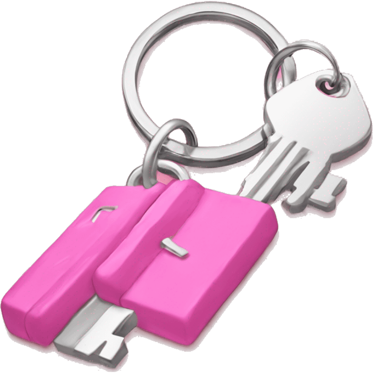 Pink keychain with silver keys emoji