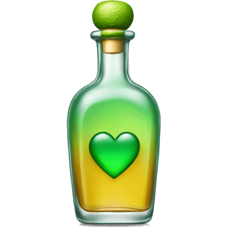 tequila bottle with green heart on it emoji