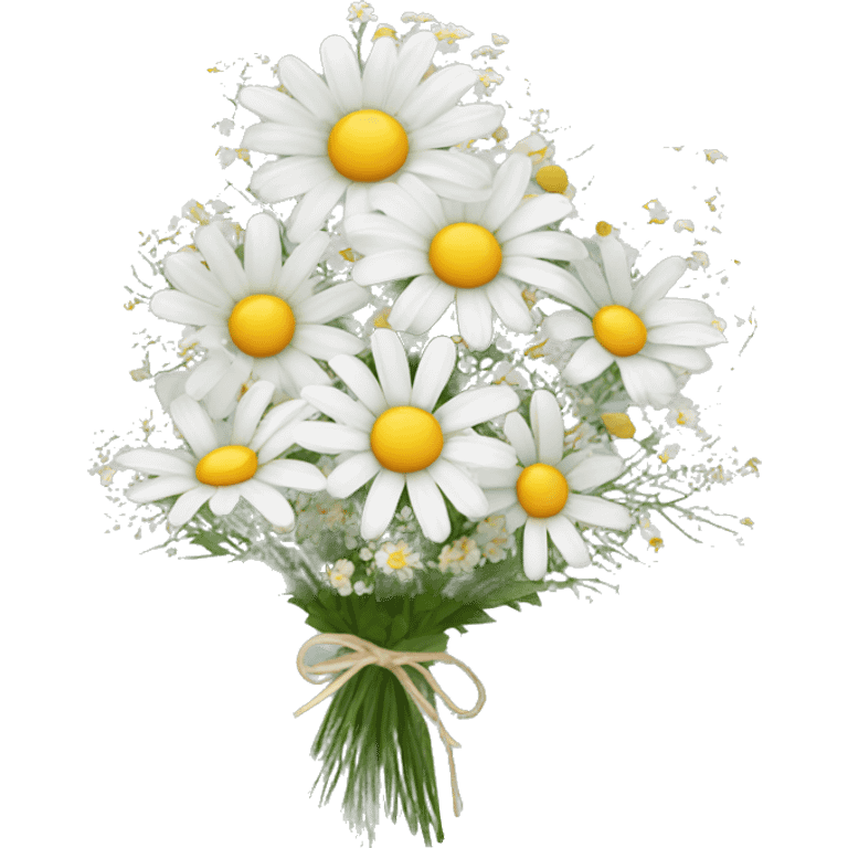 daisy and babies breath bouquet  emoji