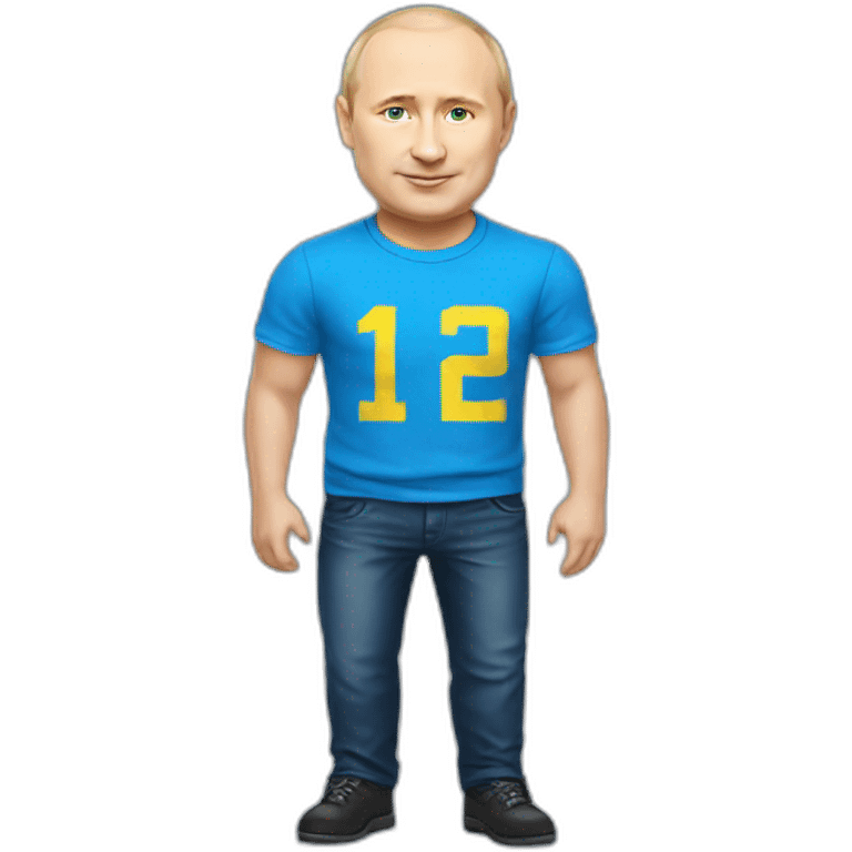 miniature putin wears ukrainian t shirt emoji