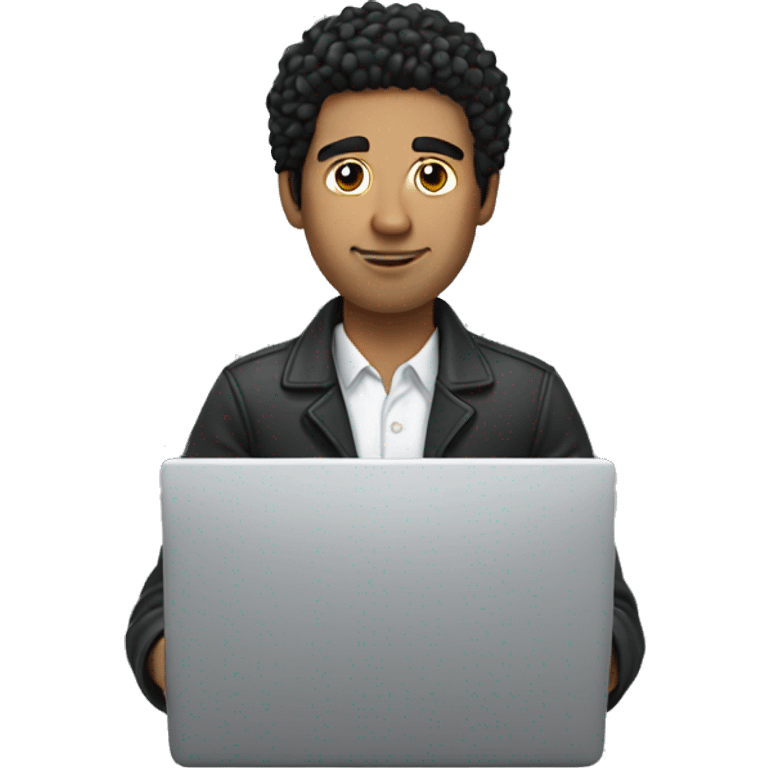 white man with black hair working on his laptop emoji