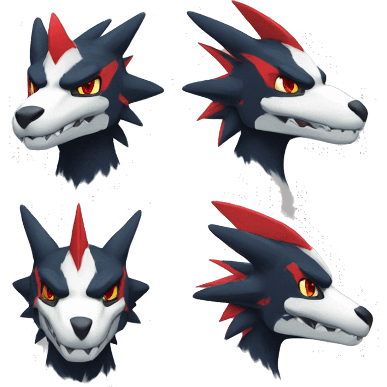 Black Cool Edgy Anthro Nargacuga-Silvally-Sergal-Garchomp-Fakémon  with White and Red Edgy markings emoji