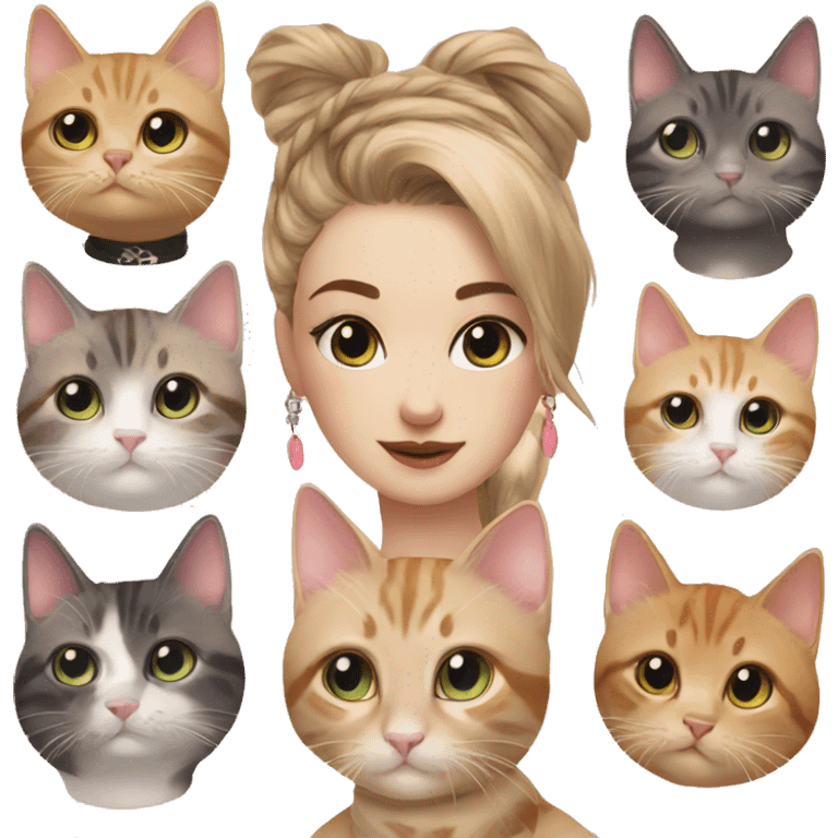 cute cats with fashionable Girl  emoji