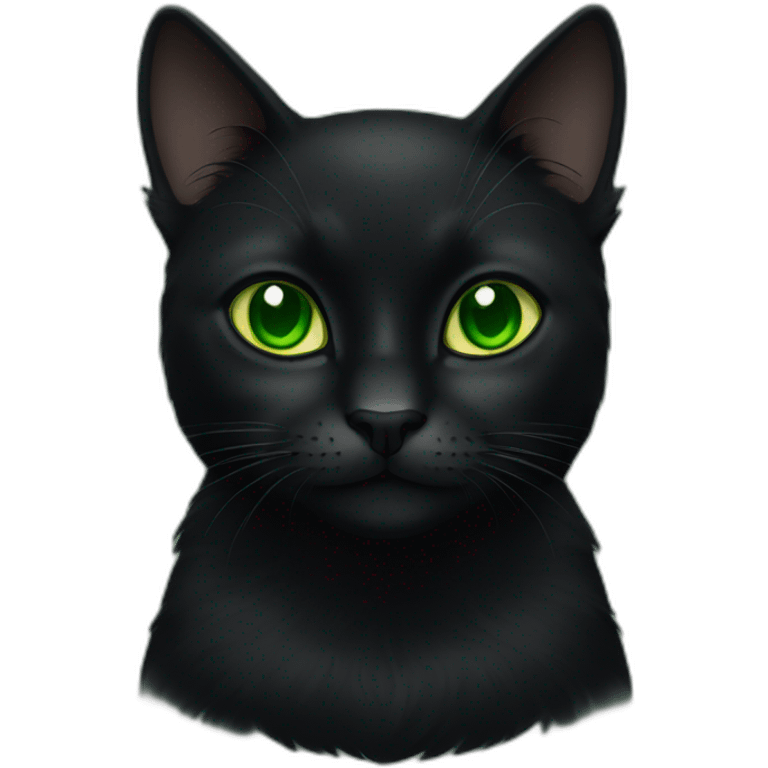 all black cat with green eyes emoji