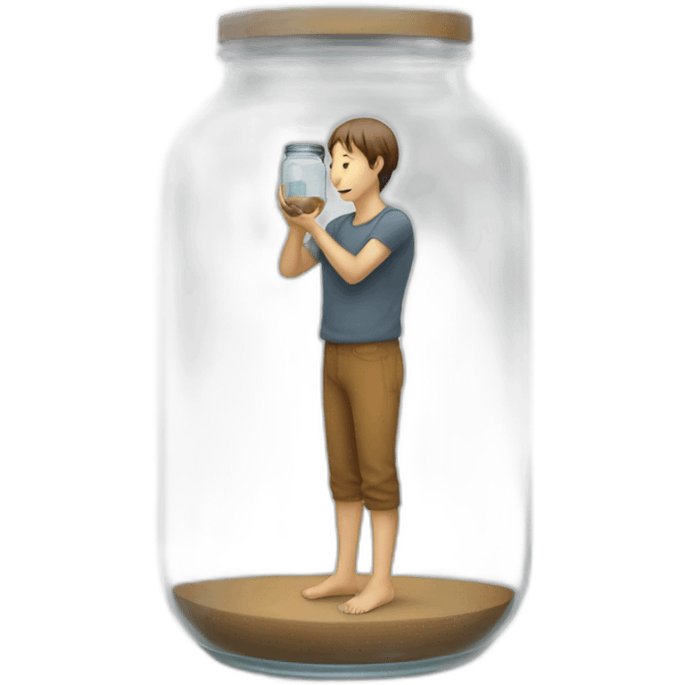 human standing over an ((empty transparent jar)),only legs visible emoji