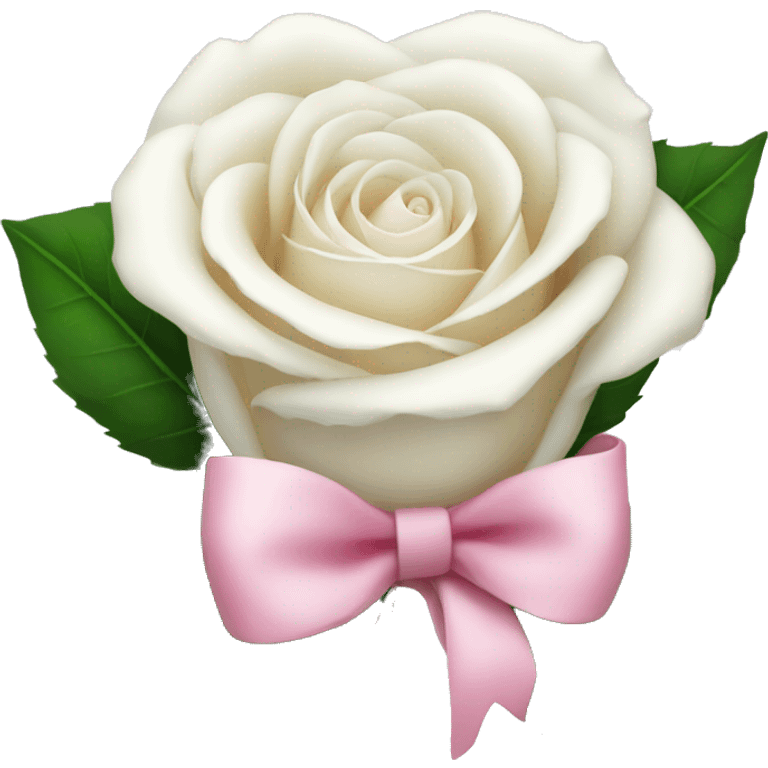 White rose with pink bow emoji