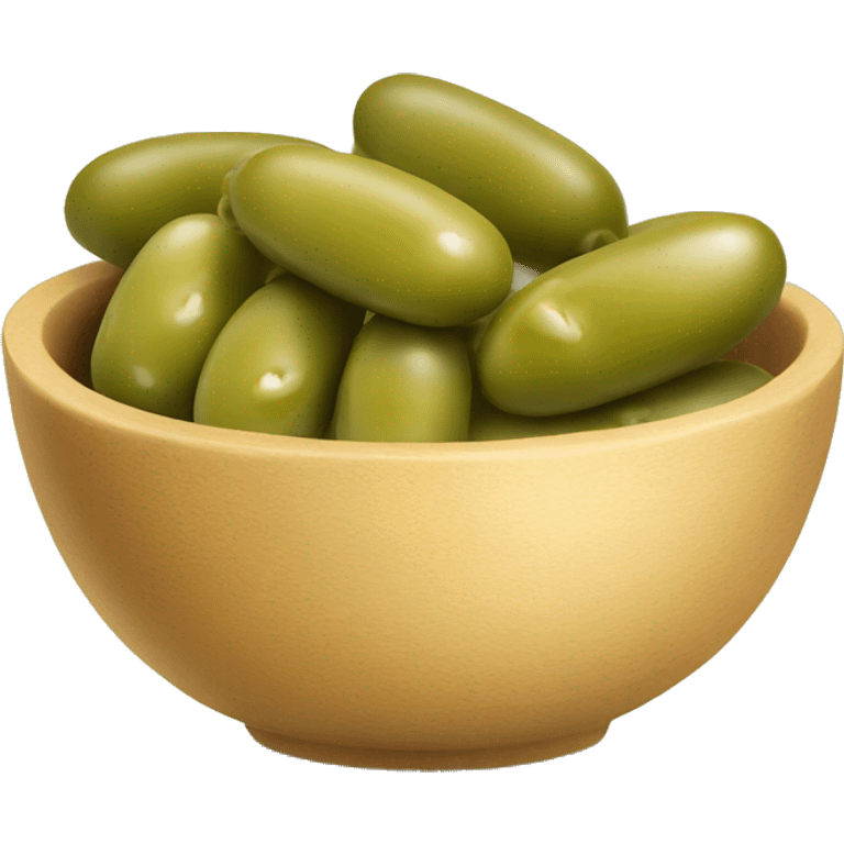 bowl of green olives and baguette with butter   emoji