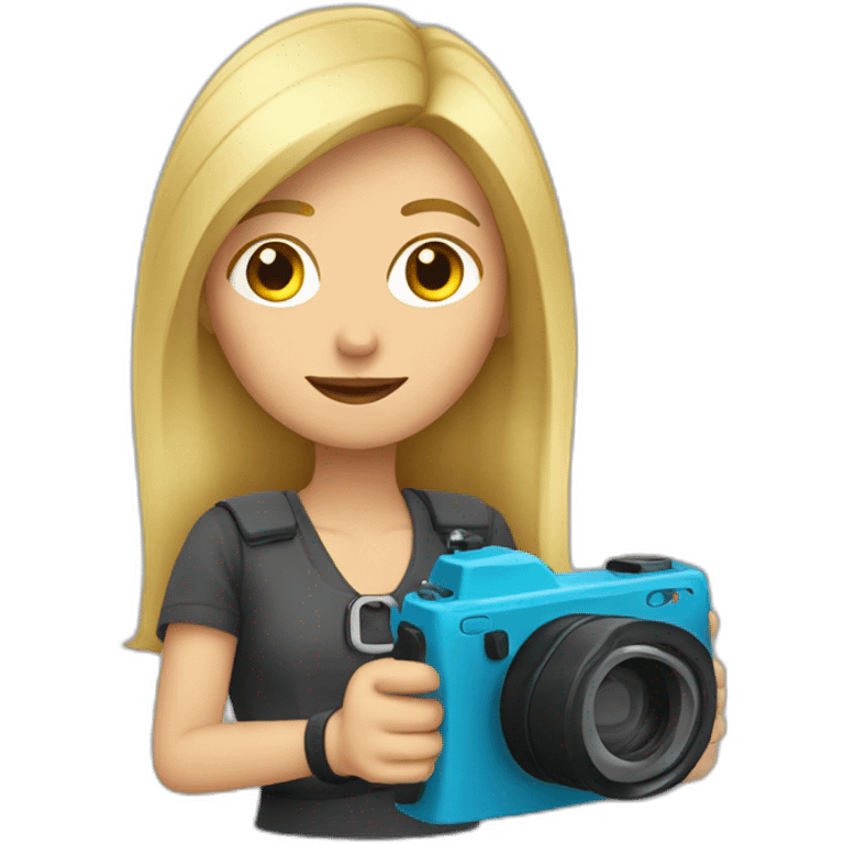 Mujer rubia con cámara  emoji