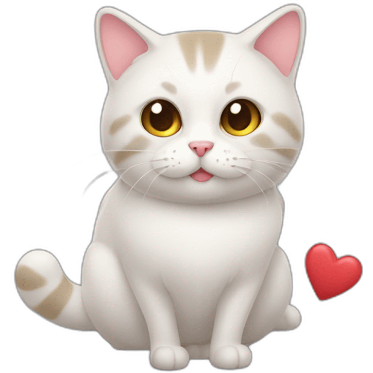 un chat qui tient un gros coeur emoji