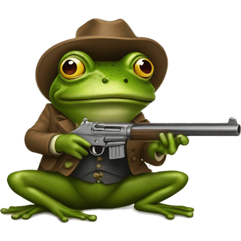 Frog with a old fashioned gun emoji