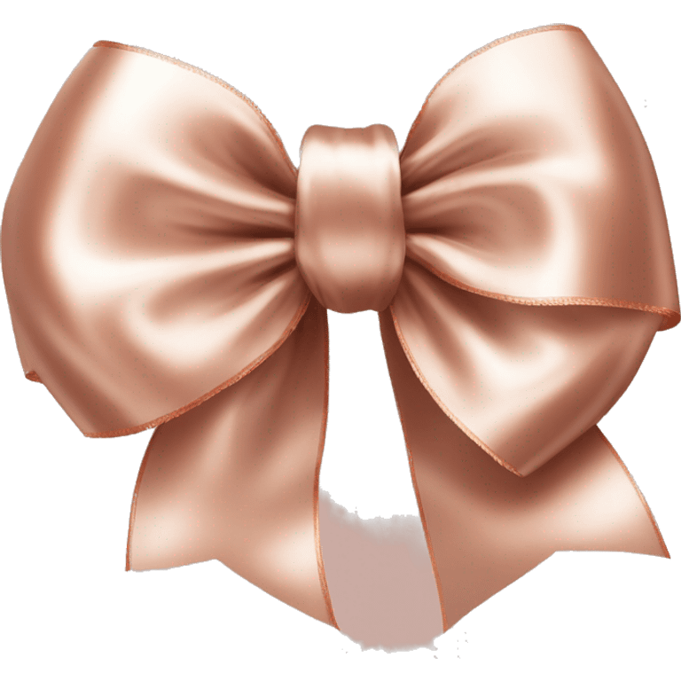 Realistic isolated rose gold shiny silk ribbon bow with edges of the bow lined with white fur. emoji