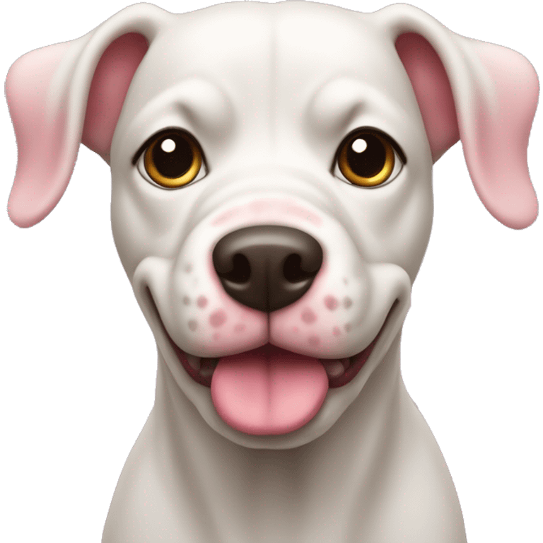 bull terier dog with pink nose emoji