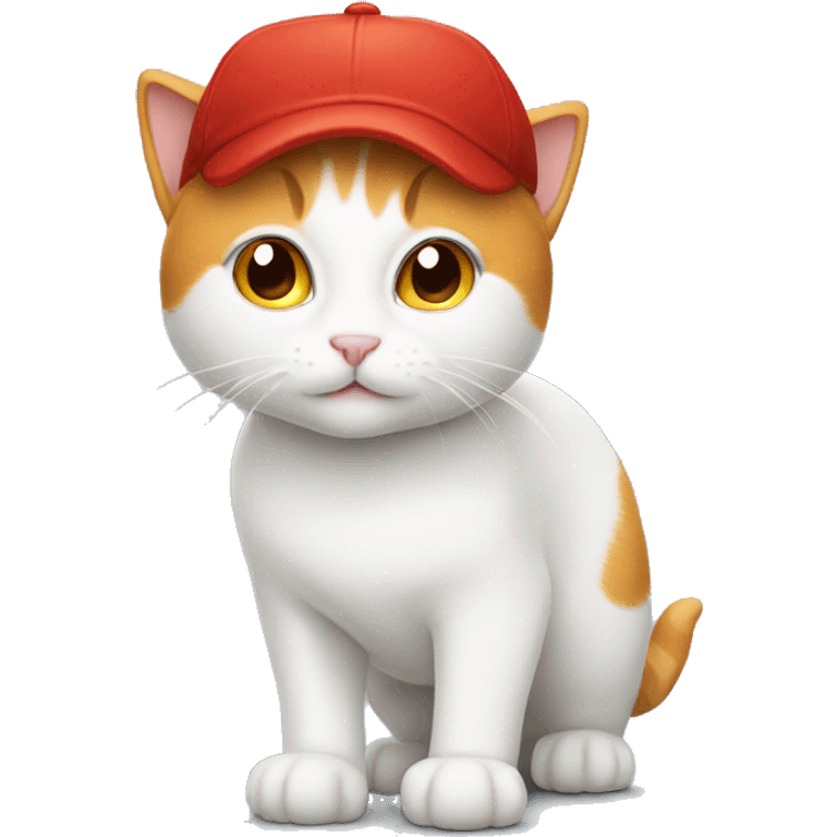 ginger white cat wearing a red cap emoji