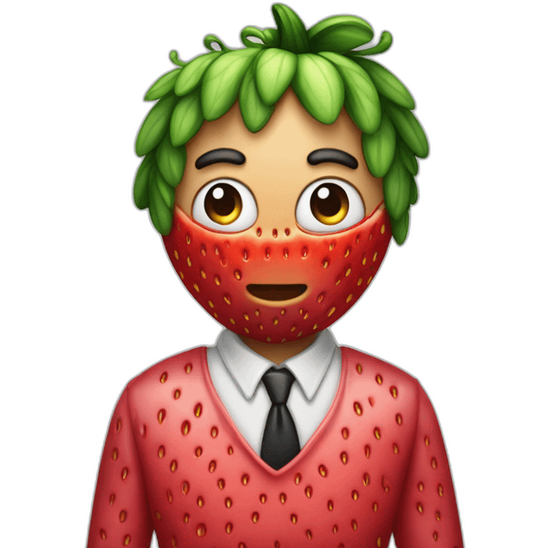 strawberry scamming who look like a human on a laptot emoji