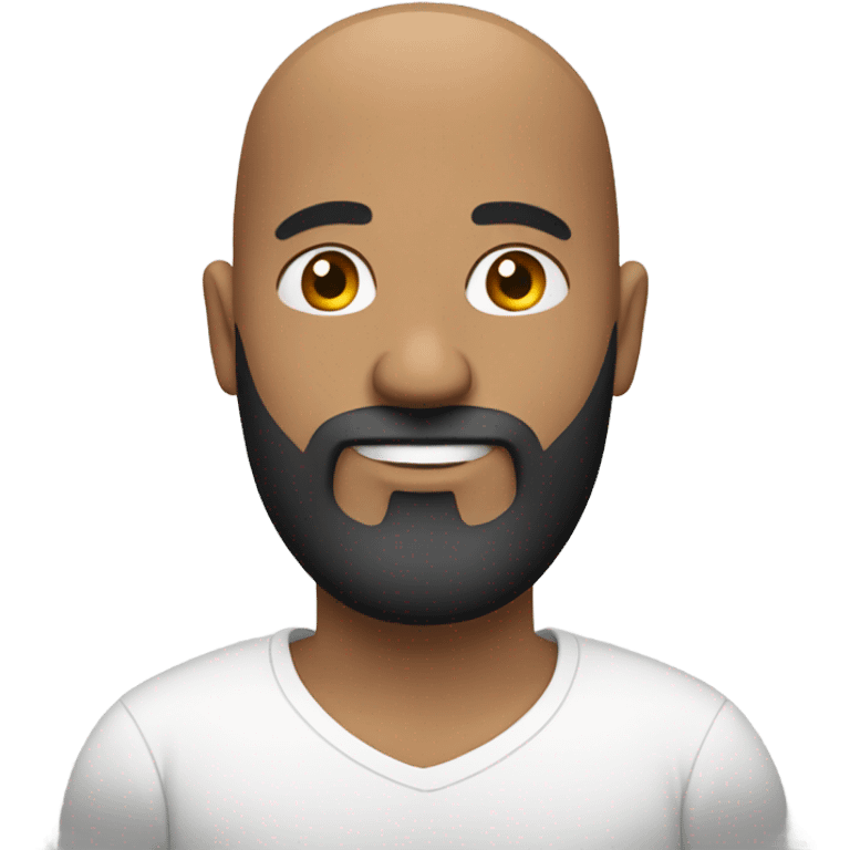 bald man in white shirt. His beard is black emoji