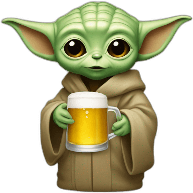 Bébé yoda qui bois une bière emoji