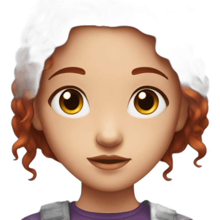 A dark red haired young girl, black eyelined emoji