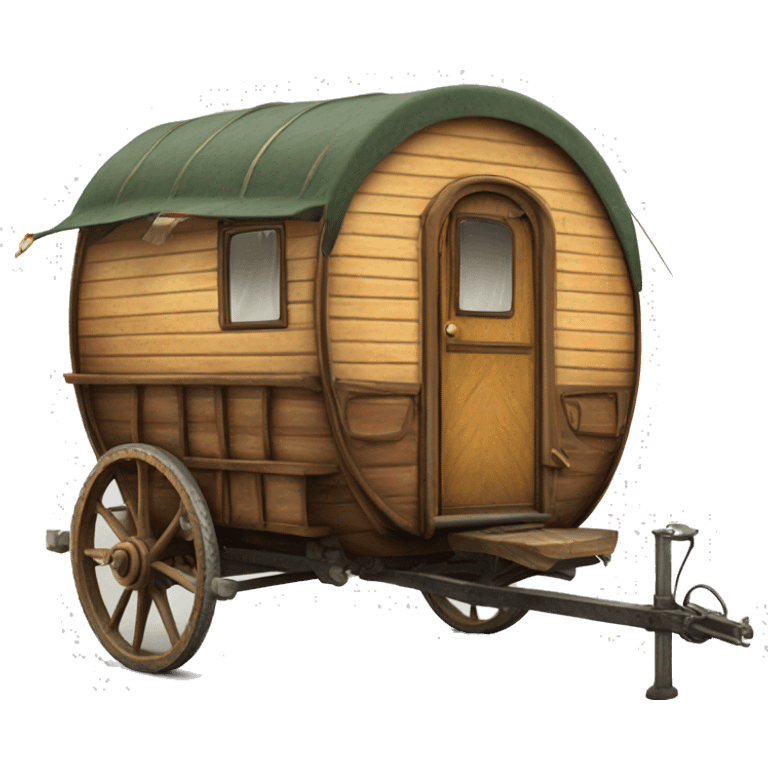 Realistic vintage round gypsy caravan wagon camper emoji