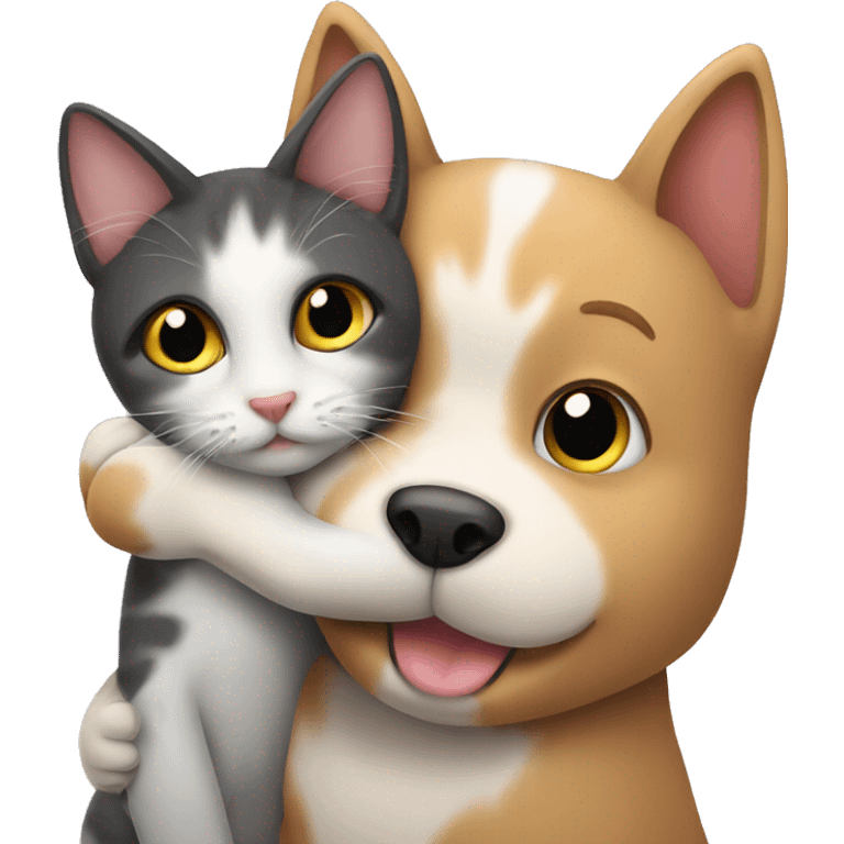 dog hugging a cat emoji