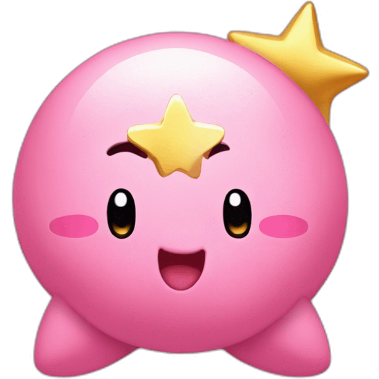 clean cute happy Kirby with a golden star emote emoji